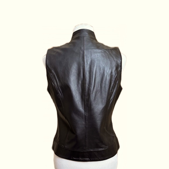 Coldwater Creek Black Leather Vest Size Small Vintage - Picture 2 of 3